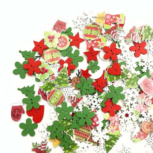 Botones 288 motivo navideño, mix diseños son 14 unidades